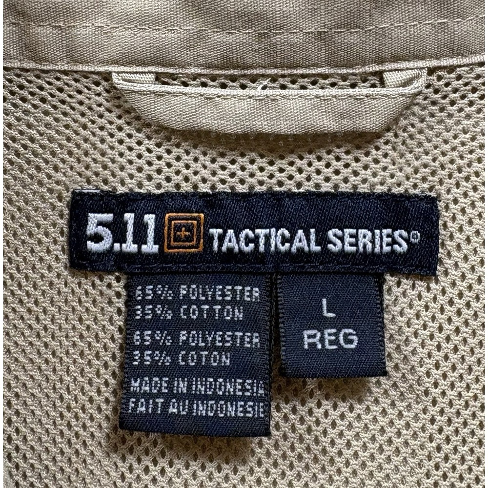 5.11 Tactical Mens Button Down Shirt Sz Large Beige Short Sleeve Vented -1847 - Picture 6 of 7